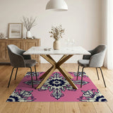 Pink Pink Ornate Mandala Floral Area Rug