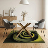 Vibrant Yellow Spiral Geometric Area Rug