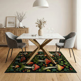 Whimsical Red Mushroom Foliage Area Rug