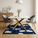 Whimsical Cartoon Cats Navy Area Rug