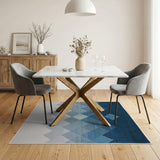 Blue Ombre Geometric Mountain Area Rug