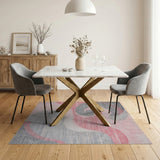 Abstract Swirl Pink Grey Area Rug
