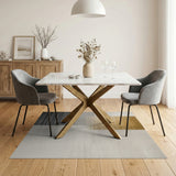 Layered Beige Gold Grey Stripe Area Rug