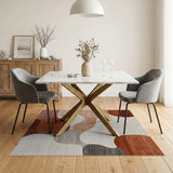 Abstract Rust Blob Area Rug in Beige Cream