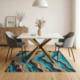 Cascading Teal Waves Coastal Area Rug
