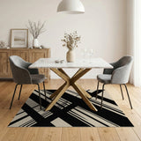 Modern Beige Black Crossed Stripe Area Rug