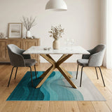 Teal Ombre Wave Abstract Area Rug