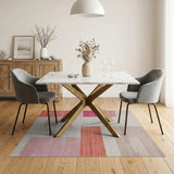 Abstract Geometric Striped Area Rug in Pink Orange Beige