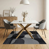 Geometric Abstract Black White Area Rug