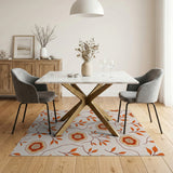 Vintage Orange Floral Pattern Area Rug