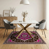 Pink Mandala Traditional Persian Area Rug