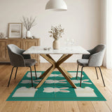 Adorable Cartoon Bunnies Green Grid Rug