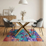 Vibrant Seashell Starfish Beach Area Rug