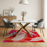 Vibrant Red Leaf Abstract Area Rug