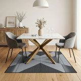 Bold Black White Geometric X Area Rug