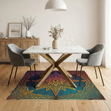 Distressed Teal Starburst Area Rug