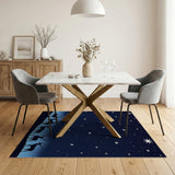 Starry Night Reindeer Silhouette Area Rug