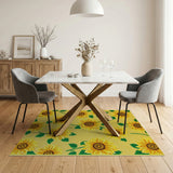 Floral Vintage Yellow Vibrant Sunflower Yellow Area Rug