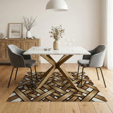 Geometric Modern Beige Woven Basket Weave Area Rug