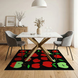 Whimsical Red Apple Cluster Area Rug
