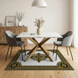 Imperial Gold Fleur-de-Lis Medallion Rug
