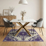 Floral Vintage Elegant Purple Floral Medallion Rug