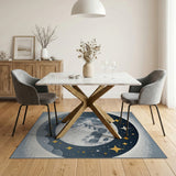 Celestial Full Moon and Stars Night Sky Rug