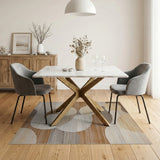 Abstract Neutral Curve Area Rug in Beige Grey