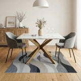 Modern Grey Wavy Abstract Area Rug