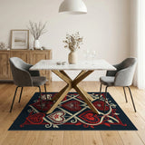 Ornate Red Hearts Vine Lattice Rug