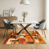 ODIKA Washable Mid-Century Modern Geometric Area Rug - Non-Slip Low Pile