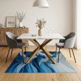Teal Ocean Waves Abstract Abstract Area Area Rug