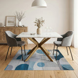 Geometric Modern Teal Blue Abstract Geometric Area Rug