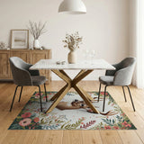Floral Wreath Deer Head Area Rug