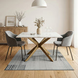 Modern Grey Grid Line Area Rug