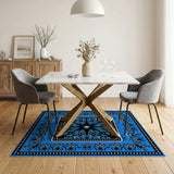 Blue Heritage Tribal Area Rug with Black Starburst