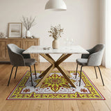 Radiant Yellow Mandala Persian Rug
