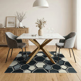 Modern Hexagon Black White Area Rug