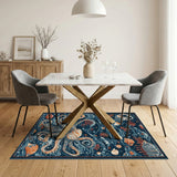 Octopus Ocean Blue Area Rug