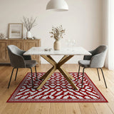 Red Intricate Lattice Area Rug