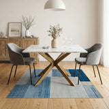 Geometric Modern Blue and Teal Navy Blue Geometric Block Area Rug