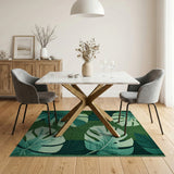 Lush Monstera Leaf Emerald Green Area Rug