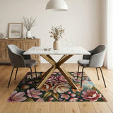 Blush Peony Garden Floral Area Rug