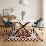 Red Ornate Red Mandala Persian Area Rug