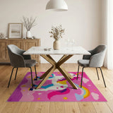 Pink Magical Unicorn Rainbow Pink Kids Rug