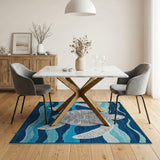 Sea Turtle in Blue Ocean Waves Area Rug