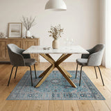 Teal Persian Area Rug with Intricate Motifs