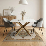 Elegant Cream Medallion Oriental Rug