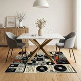Black White Vinyl Record Music Area Rug