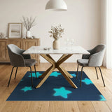 Glow-in-the-Dark Teal Star Area Rug